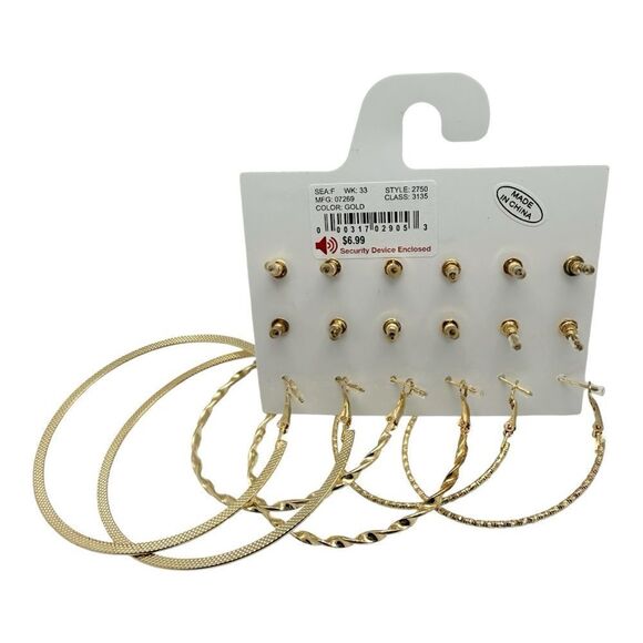 JL❤️ Cubic Zirconia Earrings and Hoop Earrings Gold Color Style 2750 Class 3135 - Picture 2 of 2